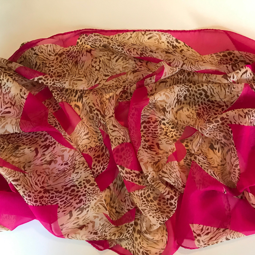 Leopard and Fuchsia Scarf Sheer NICE